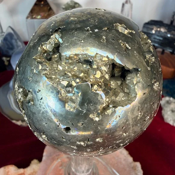 Collector Quality Pyrite Sphere from Peru • Cubic Crystal Formations 3.37” - Picture 5 of 8